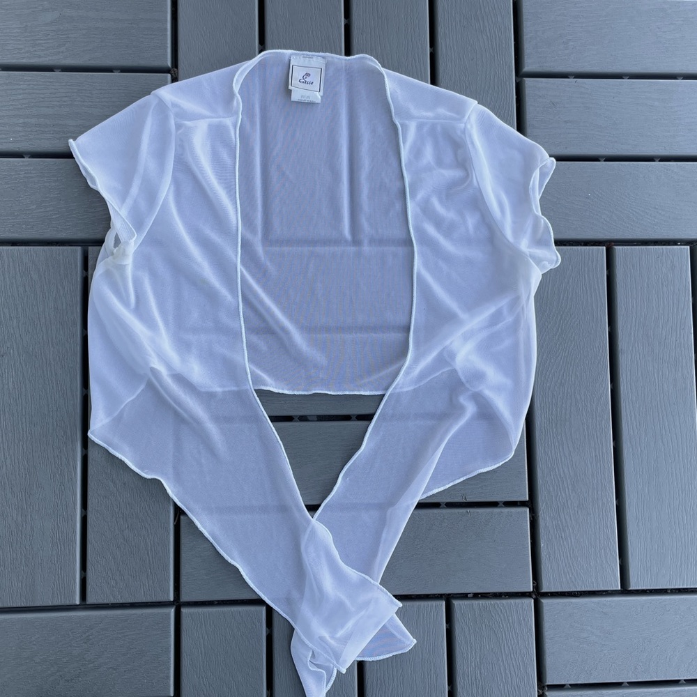 Sheer White Crop Top with Tie Front